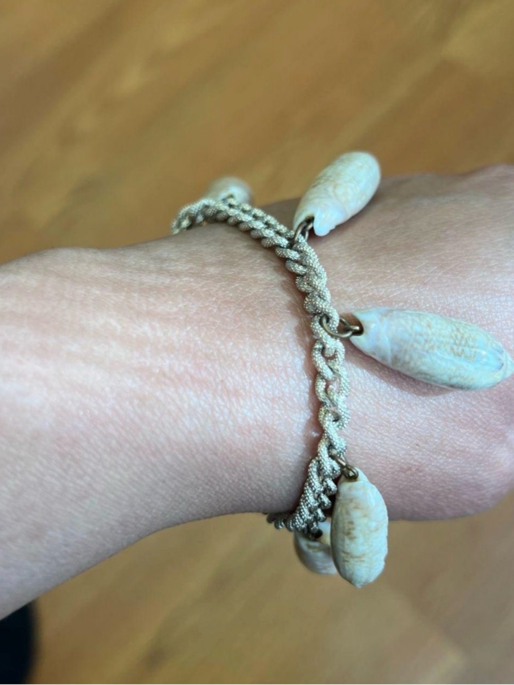 Vintage Seashell Charm Bracelet Cowrie Shell Dangle Chunky Chain Beach Boho